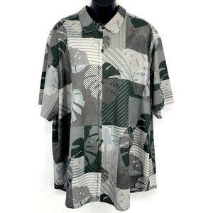 Tommy Bahama Aloha Grey Floral Shirt Size XXL Hawaiian Coast Tropical Leaf EUC